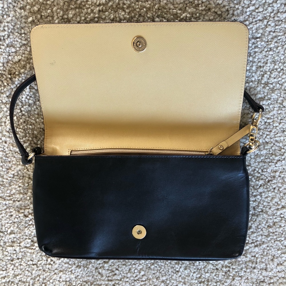 Vintage Kate Spade Black Leather Minimalist Shoulder Bag Clutch - Picture 4 of 6